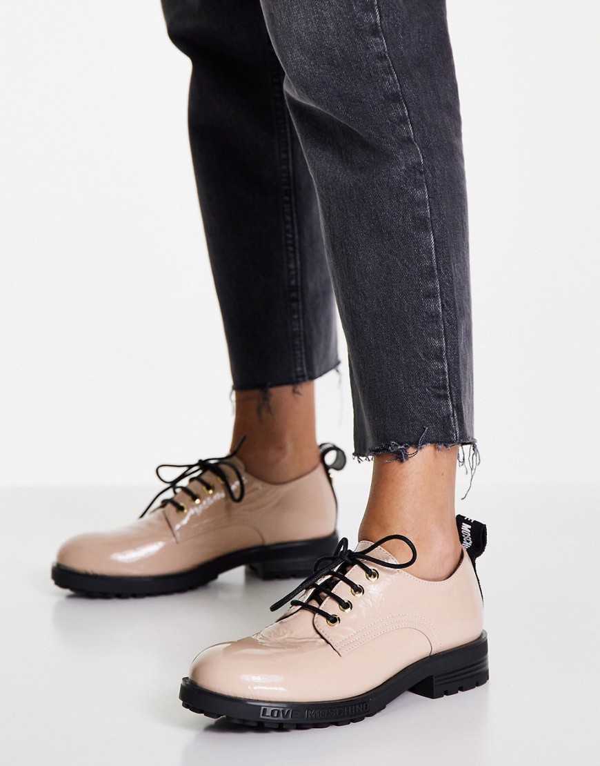 Love Moschino chunky flat shoes in blush-Neutral