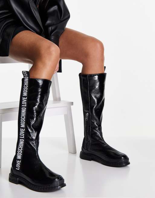 Moschino black discount high boots