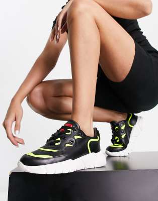 Love Moschino chunky panel trainers in black and yellow - ASOS Price Checker