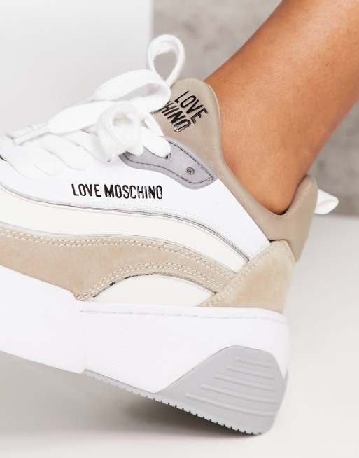 Love Moschino chunky sneakers in beige and white, 2 of 4