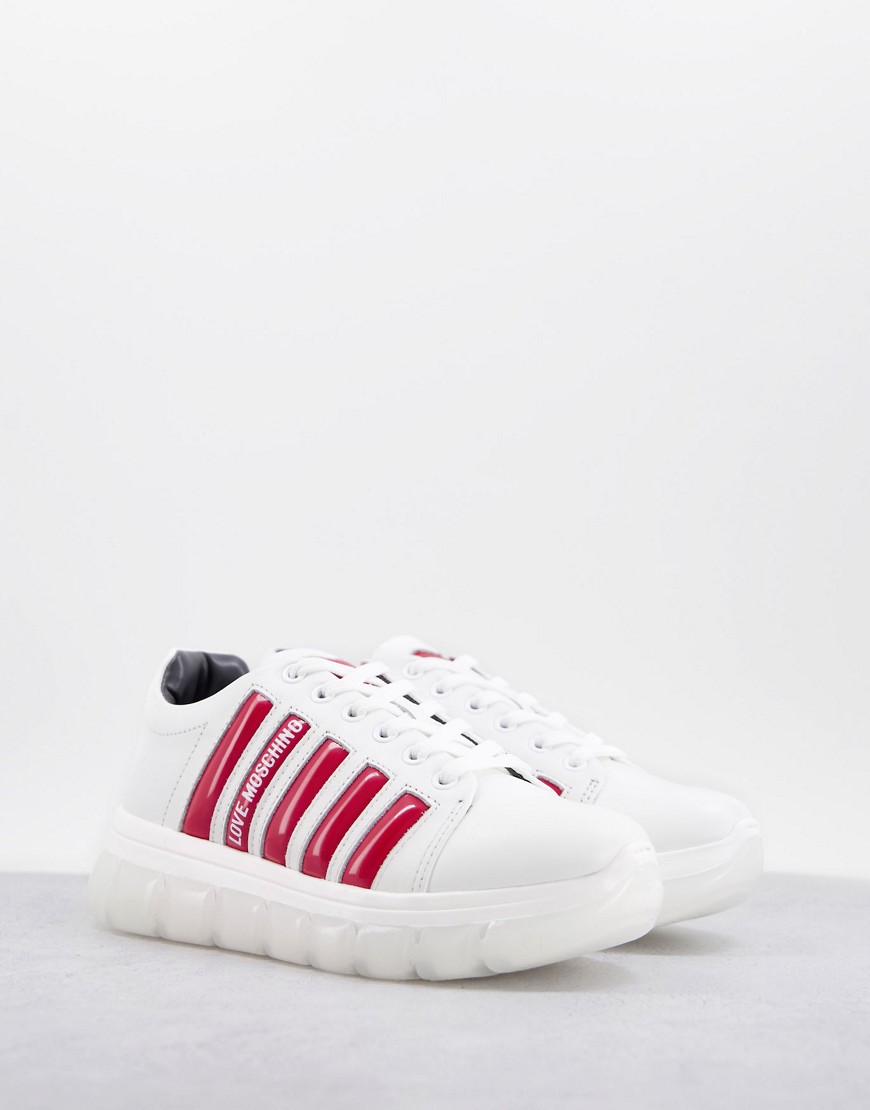 Love Moschino chunky sole sneakers in white and red