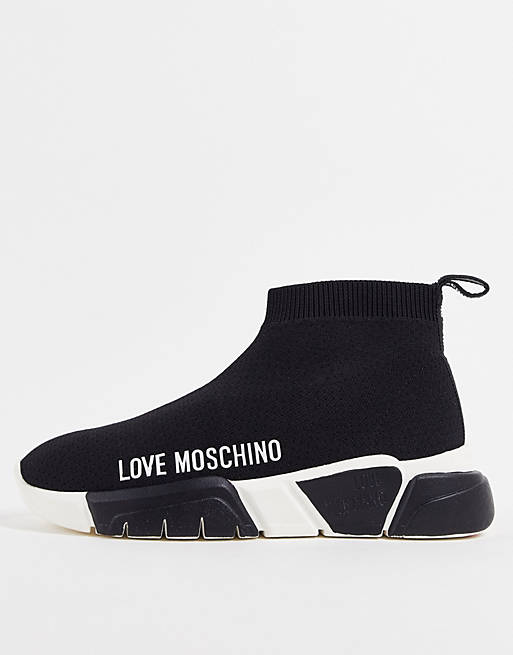 Love Moschino chunky sole sock boot sneakers in black