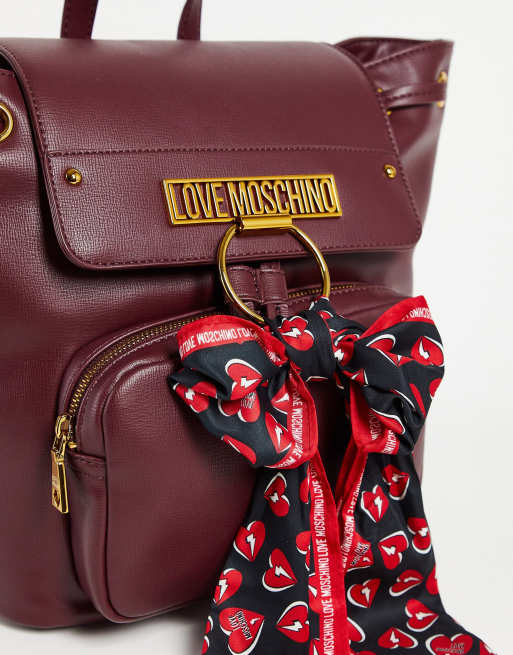 Love Moschino – Ciemnoczerwony plecak z apaszką, 4 z 4