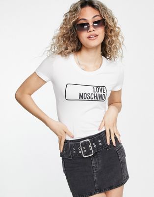 Love Moschino classic box logo t-shirt in white