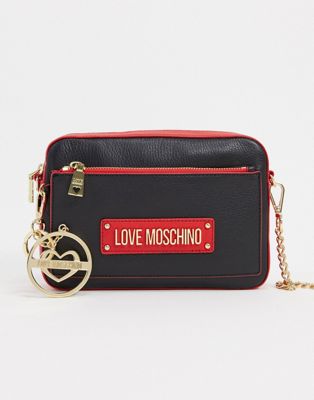 Love Moschino classic camera bag in black and red