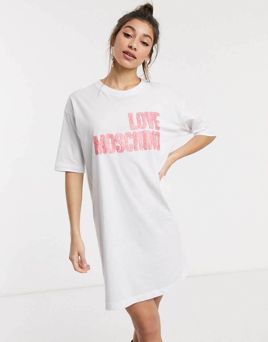 Love Moschino classic logo t-shirt dress-White