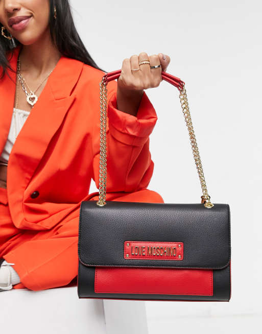 Love Moschino classic shoulder bag in black and red