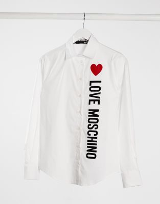 Love homme. Рубашка Москино. Белая рубашка Moschino. Рубашка Love Moschino женская. Moschino рубашка с логотипом.