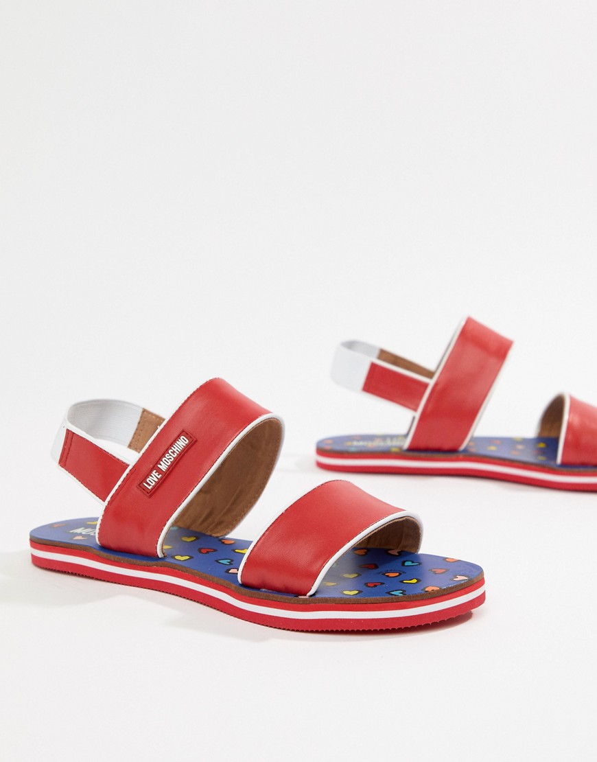 Love Moschino Color Block Sandal-Red