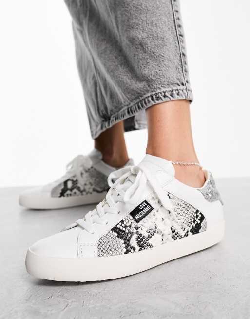 White trainers hot sale with snake print