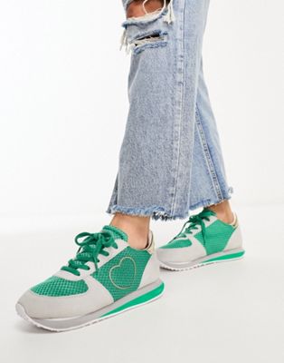 Love Moschino colour block trainers in white and turquoise