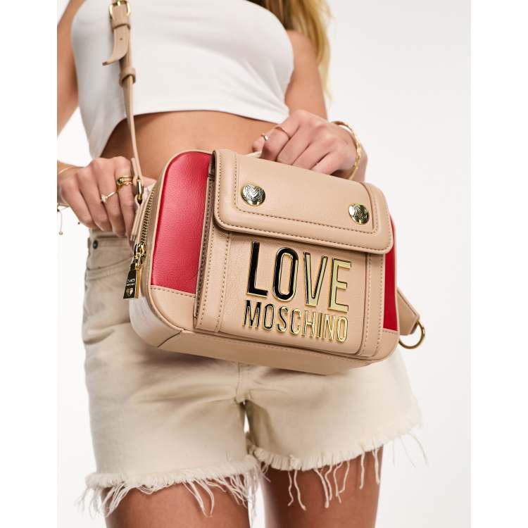 Love Moschino Embossed Faux Leather Shoulder Bag in Pink