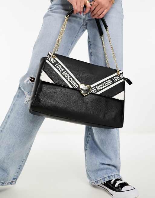 Love Moschino contrast shoulder bag in black and white | ASOS