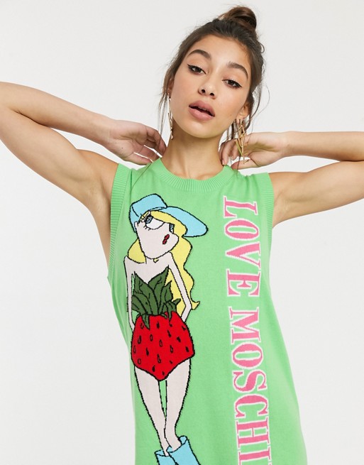 Love Moschino cool girl print logo sleeveless dress