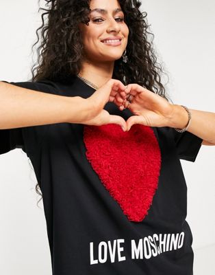 Love Moschino core heart logo oversized t-shirt in black