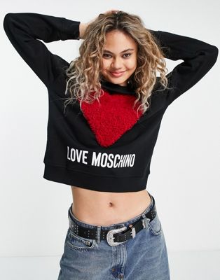 Love Moschino core heart logo sweatshirt in black with red heart