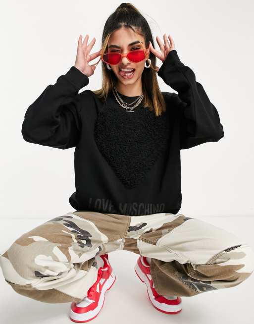 Love Moschino - Core Heart - Sort sweatshirt med logo