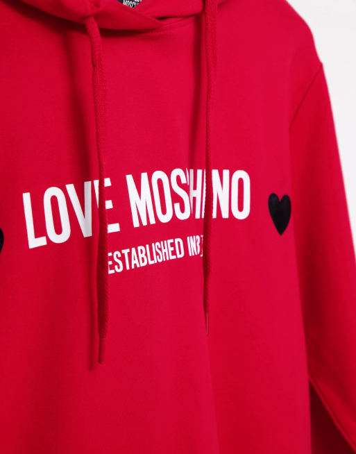 Love Moschino core logo hoodie in red