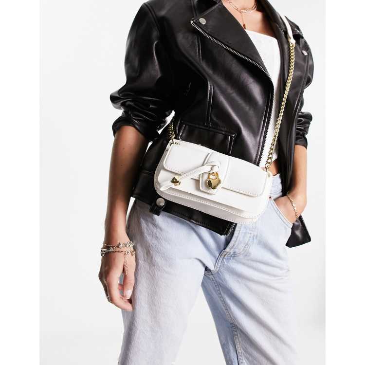 Love Moschino cross body bag with puff heart charm in white ASOS