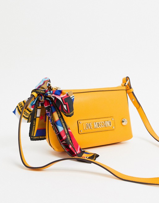 Love Moschino cross body bag with scraf tie in yellow