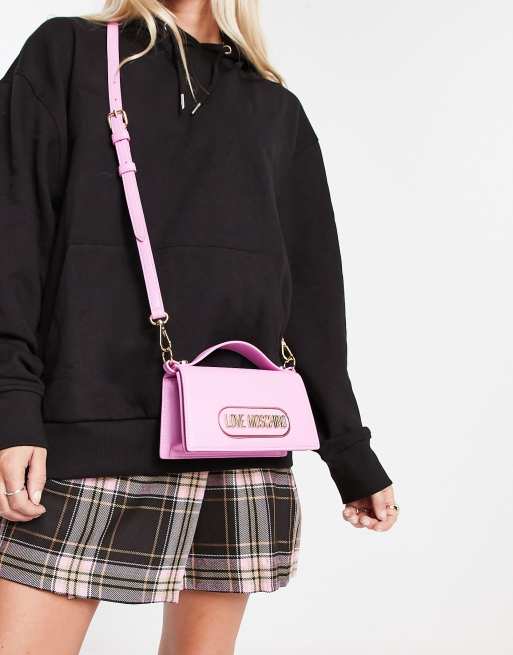 Love Moschino cross body bag with top handle in pink, 4 of 4