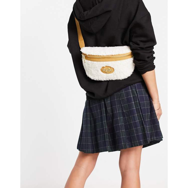 Love Moschino cross body fanny pack in borg ASOS