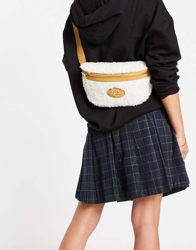 Love Moschino cross body fanny pack in borg