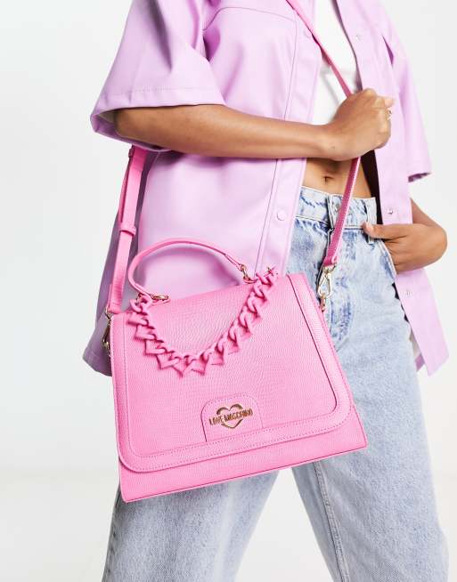Love Moschino - Crossbody tas met handvat en schakelketting als schouderriem in roze
