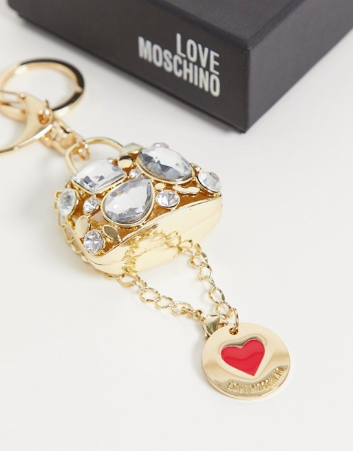 Love Moschino crystal key fob in gold
