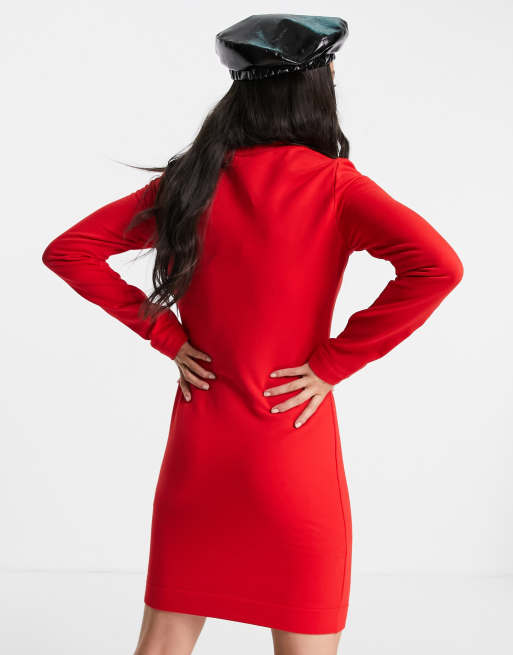 Love Moschino crystal logo dress in red