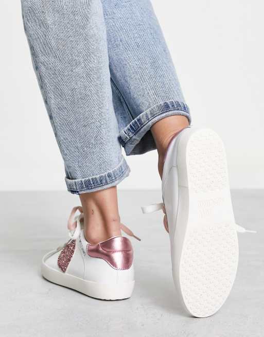 Love Moschino - Cup sole - Sneakers med pink glimmerhjerte i hvid, 3 af 4