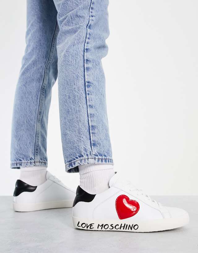 Love Moschino cup sole sneakers with heart in white