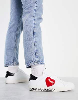 Love Moschino cupsole sneakers with heart in white