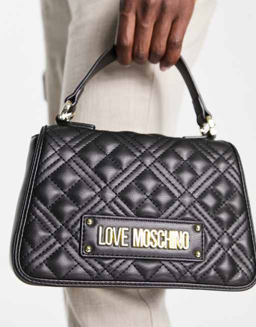 Love Moschino – Czarna pikowana torebka z rączką u góry