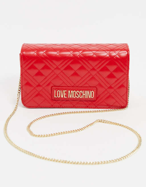 Love Moschino Czerwona pikowana torebka crossbody