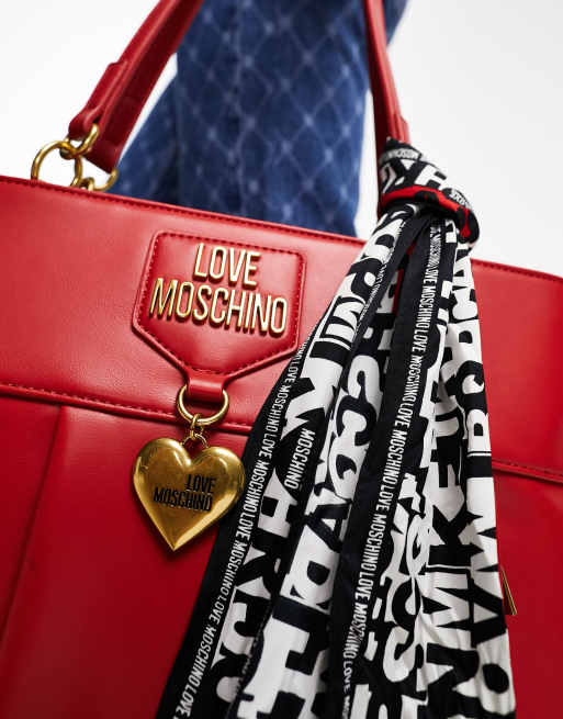 Love Moschino – Czerwona torba typu tote z apaszką, 3 z 4