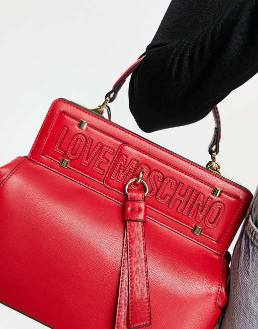 Love Moschino – Czerwona torba typu tote z frędzlem, 2 z 4