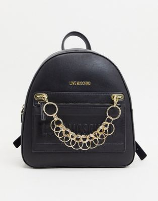 Love Moschino detachable pocket backpack with chain in black