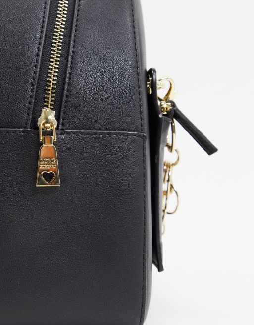 Love Moschino detachable pocket backpack with chain in black