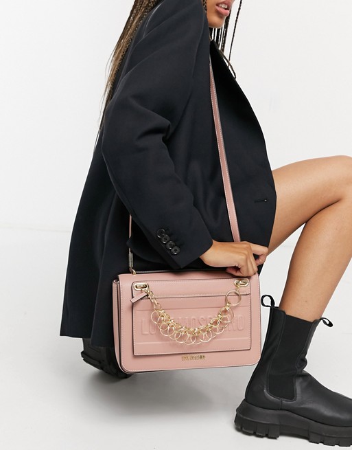 Love Moschino detachable pocket bag with chain in light pink