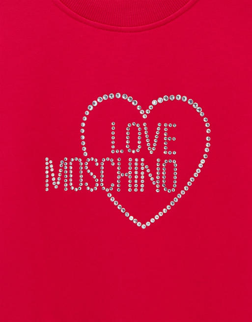 Love Moschino diamante logo sweatshirt in pink, 3 of 4