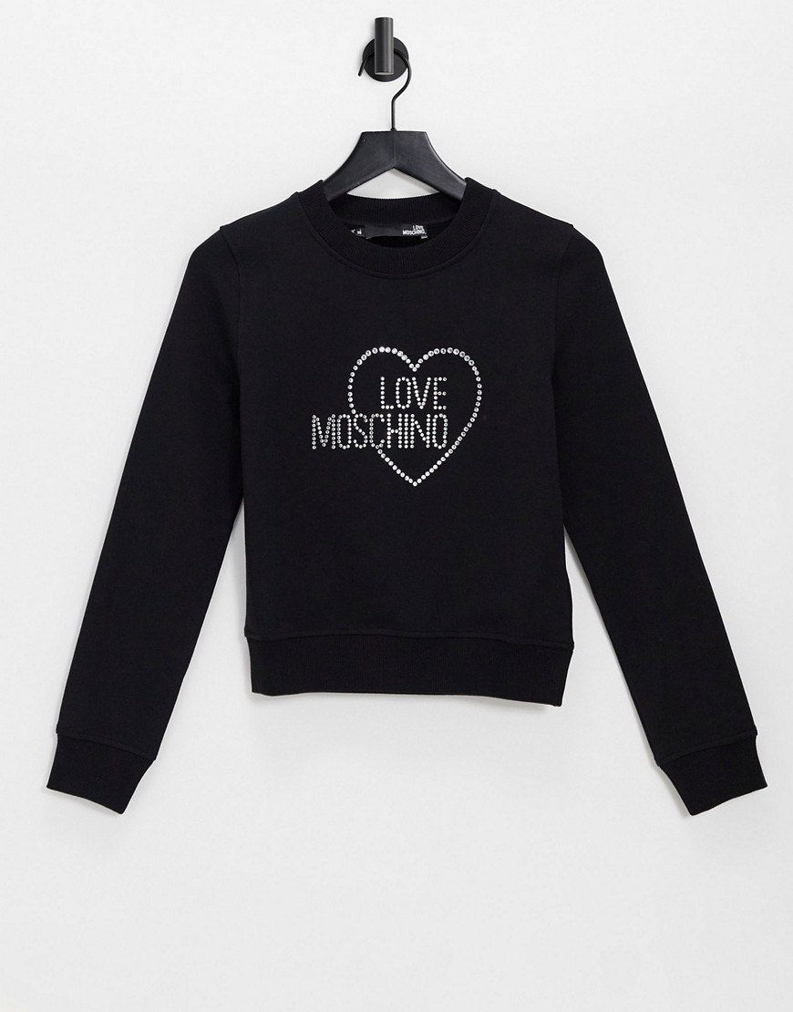 Love Moschino diamate logo sweatshirt in black
