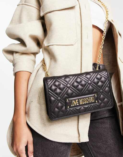 Black quilted discount love moschino bag