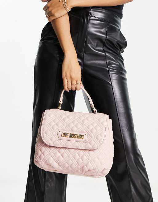 Love Moschino diamond quilted flap top bag in rose ASOS