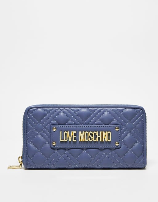Love Moschino - Doorgestikte portemonnee in blauw