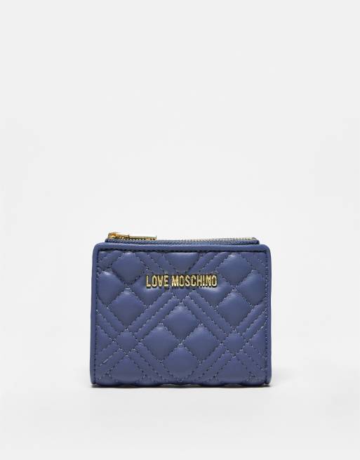 Love Moschino - Doorgestikte portemonnee in blauw