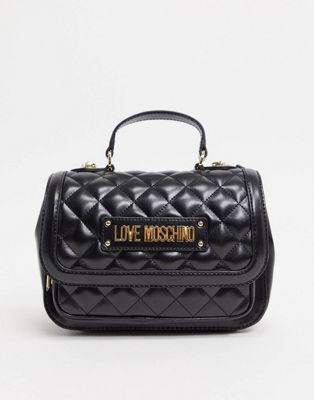 Love Moschino - Doorgestikte satchel in zwart