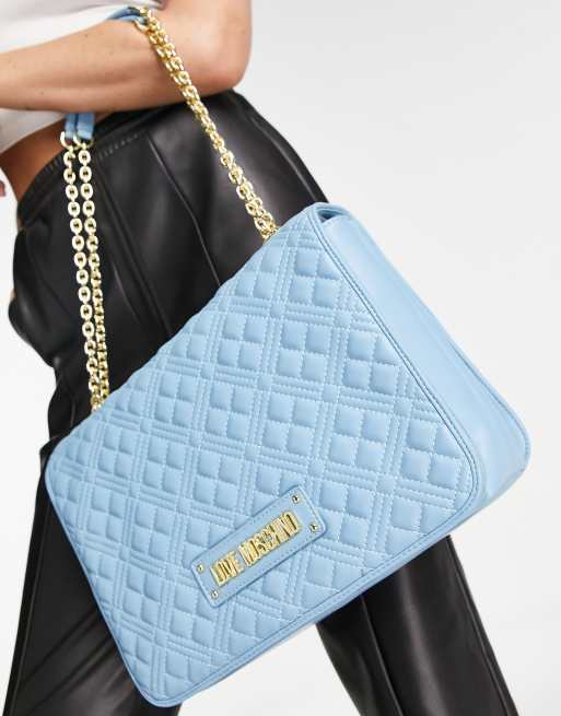 Love Moschino - Doorgestikte schoudertas in blauw