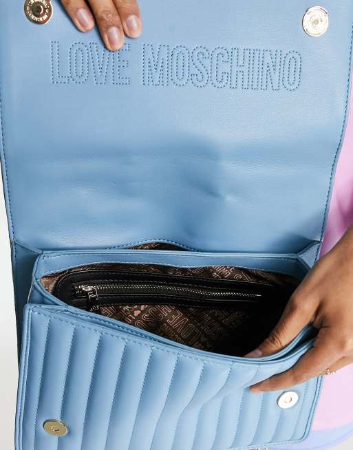 Love Moschino - Doorgestikte schoudertas in lichtblauw, 4 van 4