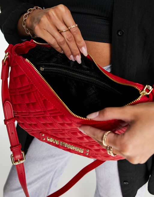 Love Moschino - Doorgestikte schoudertas in rood, 3 van 4